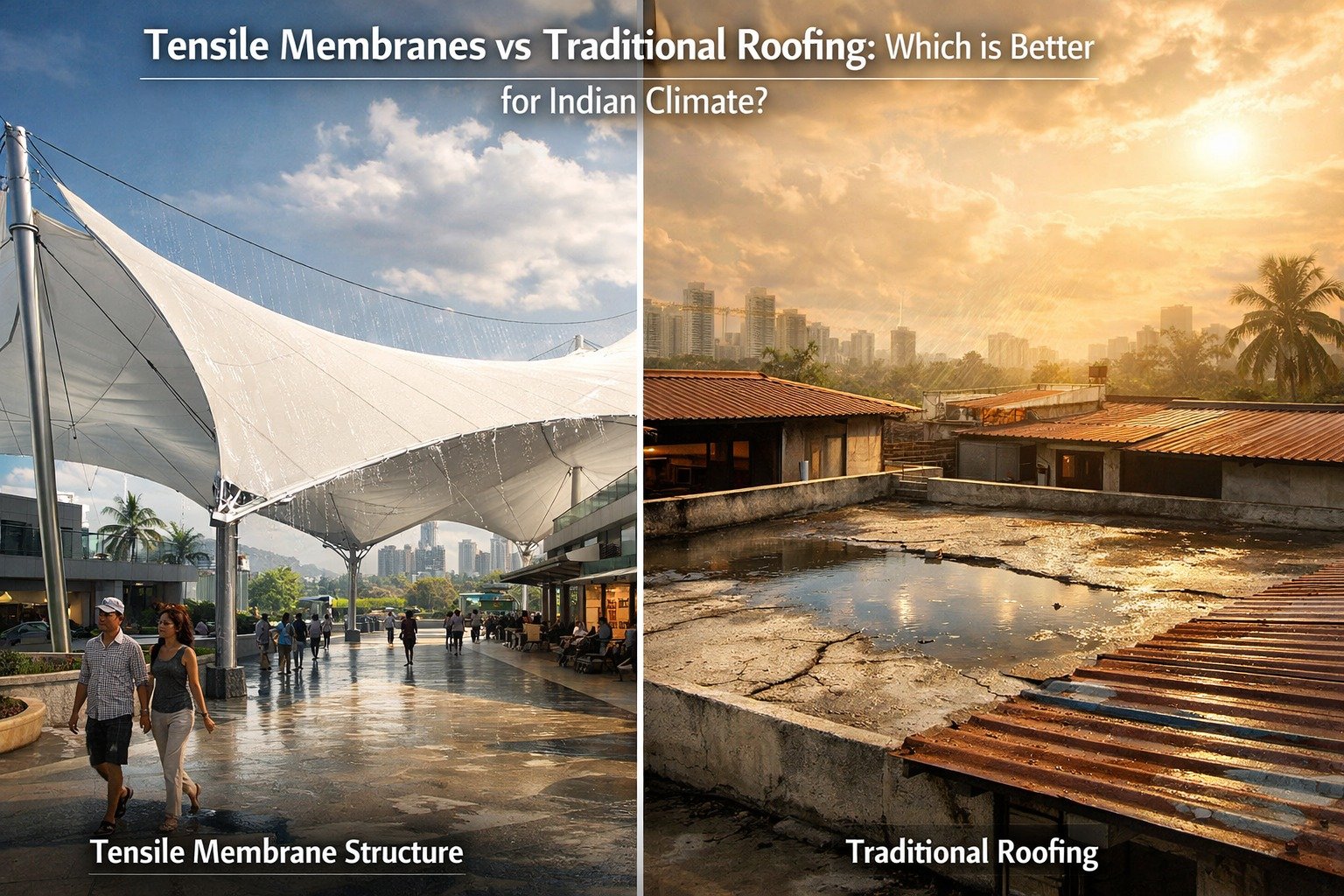  Tensile Membranes vs Traditional Roofing: A Smarter Roofing Choice for India  